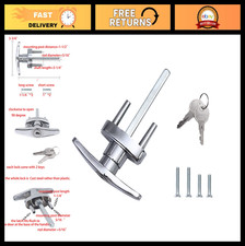 Garage Door T Handle Lock with 2 Keys  Mounting Bolts - Fits 1-3/8" to 2" Thick