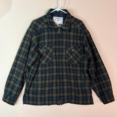 Aberdeen Brown Plaid Wool Full Zip Workwear Jacket Men's Small S