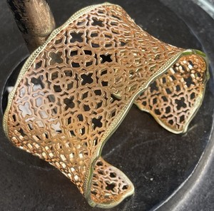 Authentic NWT Kendra Scott Candice Rose Gold Plated Logo Filigree 1.25" Wide Cuff Bracelet
