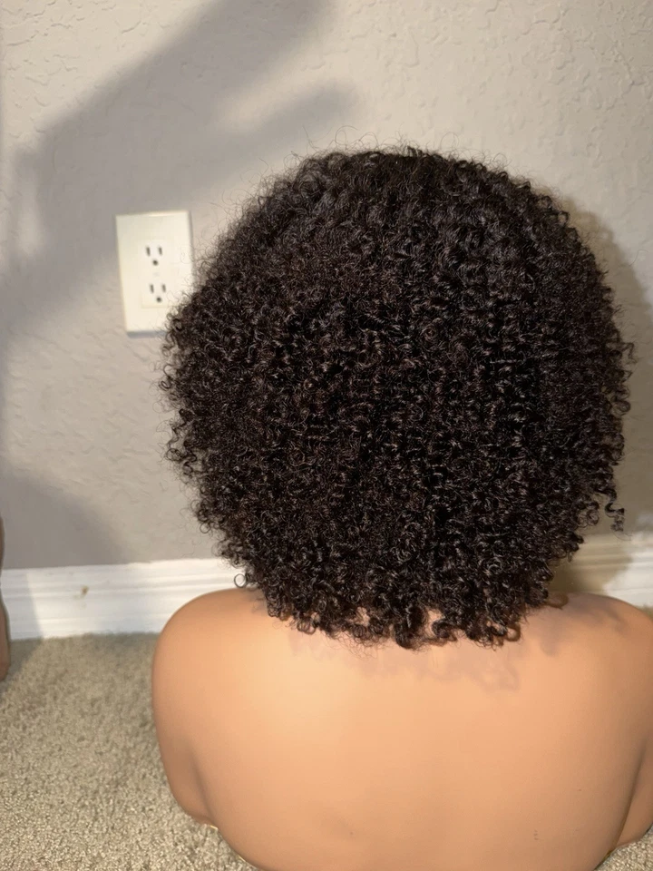Peluca brasileña de cabello afro humano rizado y rizado 200 % densidad Foto 2 de 2