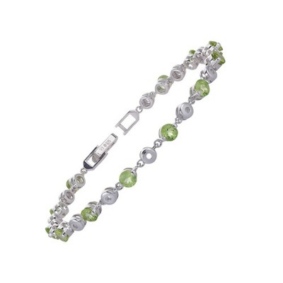 1/2 kt runder geschliffener natürlicher Peridot 14 kt Weißgold plattiert 925 Gliederarmband 7,25 Zoll