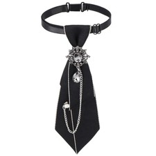8.46 Inch Long Black Rhinestone Pre-Tied Ties, Adjustable Ties for Women