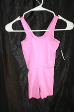 Girls Pink Dance Unitard Biketard Leotard Gymnastics Ballet Sleeveless Stretch N