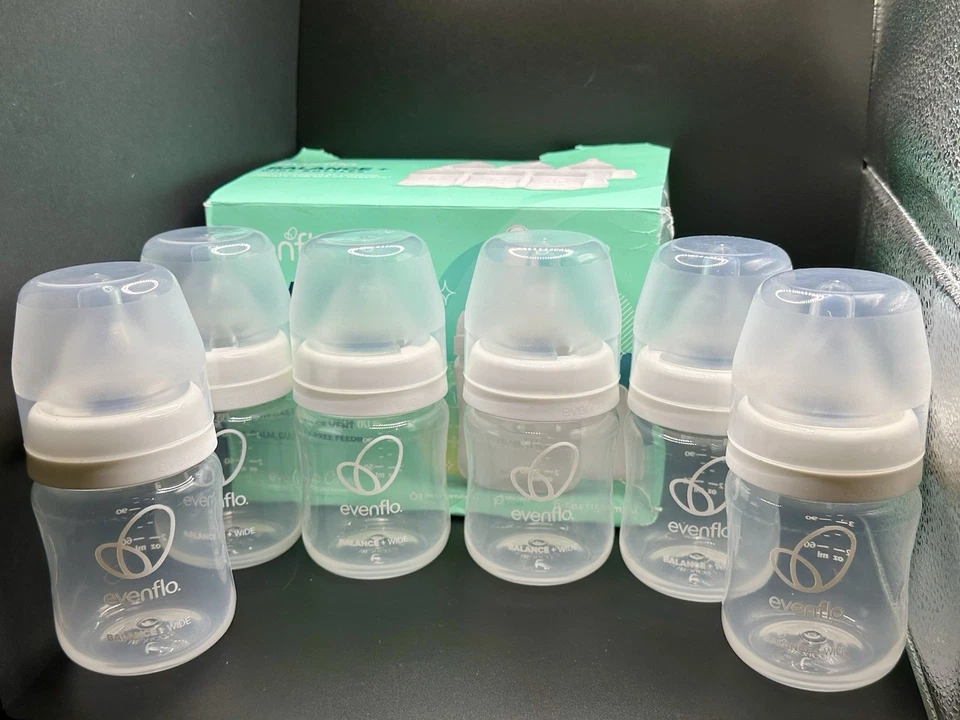 Evenflo Balance + Botellas Cuello Ancho, 0M+ Flujo Lento, Libre de BPA, 6 Botellas, 9oz Foto 2 de 4