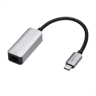 Amazon Basics USB 3.1 Type-C to RJ45 Gigabit Ethernet Adapter, Grey