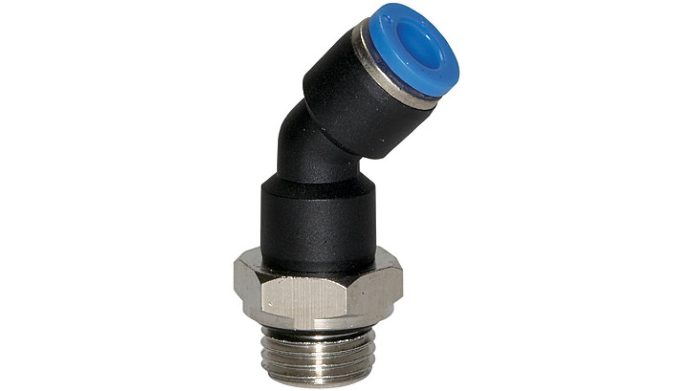 45-degree angle plug connector, made of plastic, for hose 10, G1/8z, 167. /T2UK