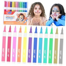 Face Painting Marker, 12 Colors Face Paint Set Washable Acrylic Paint Pens