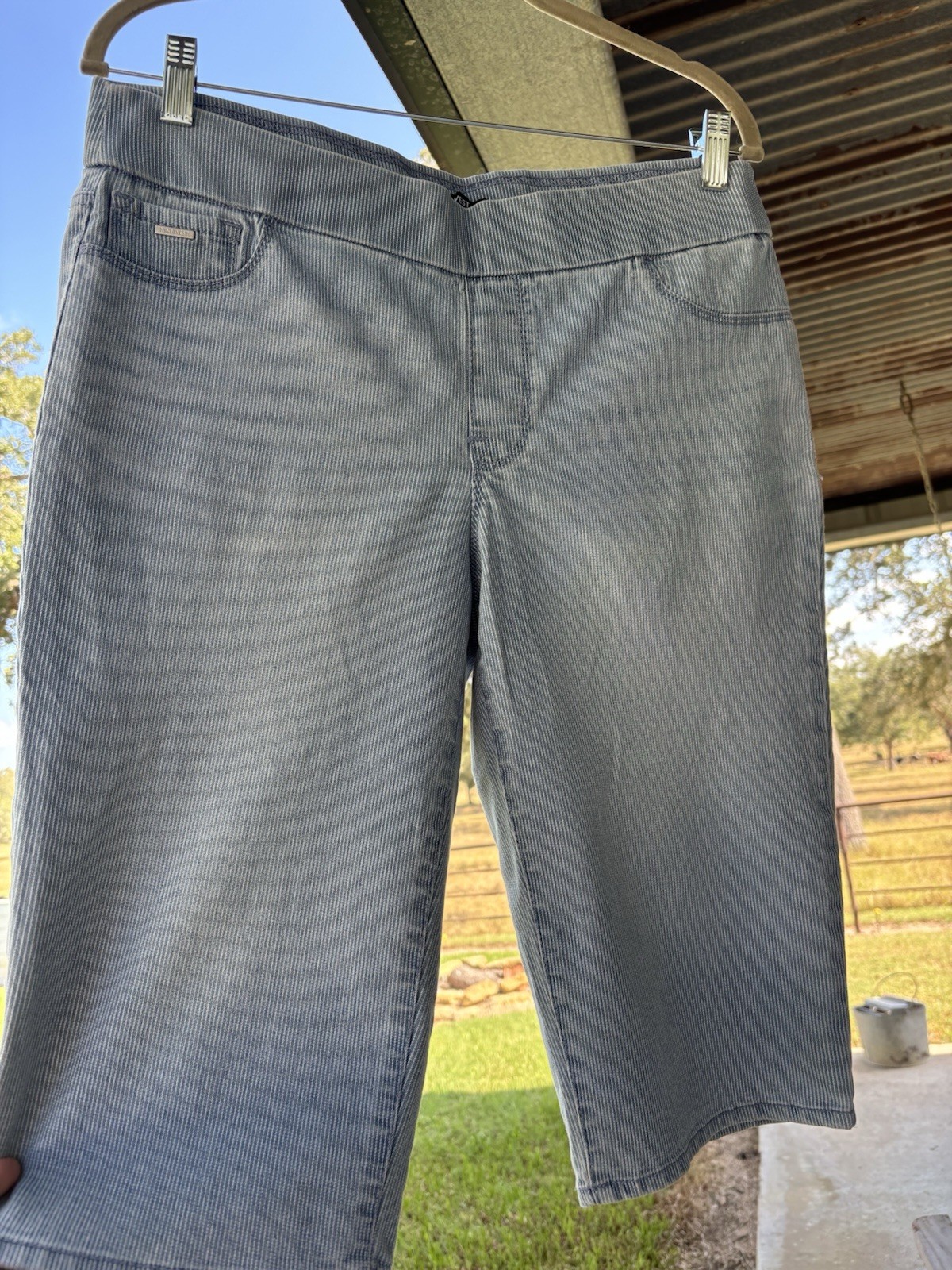 Skimmer elástico para mujer NINE WEST Heidi talla 14 azul y blanco a rayas