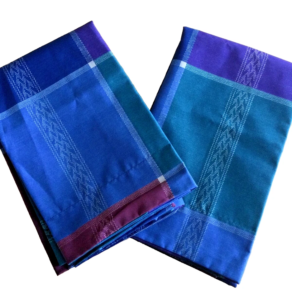 2 fundas de almohada a cuadros azul verde púrpura rojo occidental 32"X26" Westpoint Stevens Foto 2 de 4