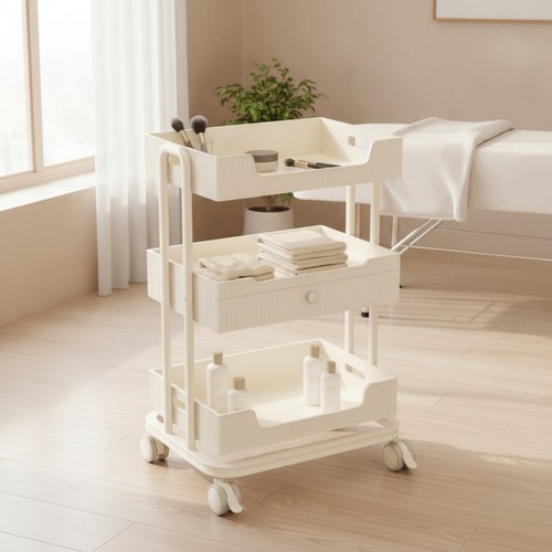 Beauty Salon Trolley Large Storage 3-Tier Rolling Cart Spacious for Hairstylists - Afbeelding 2 van 10