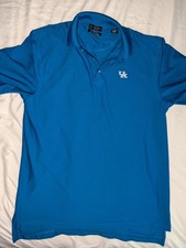 Divots Driway Men's Medium University of Kentucky Blue Short Sleeve Logo Polo