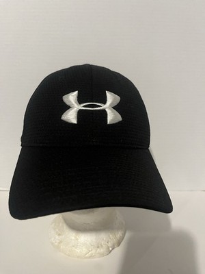 Under Armour Hat Men's Med-Large Black Graphic Print logo Fitted Cap 