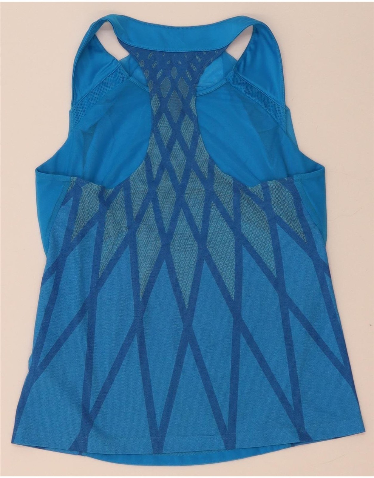 Adidas Womens Climacool Vest Top UK 12/14 Medium Blue Geometric Polyester BO28 image 2