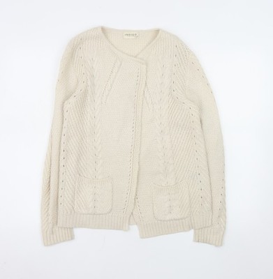 Marks and Spencer Damen Elfenbein Zopfmuster Langarm Cardigan Größe 10
