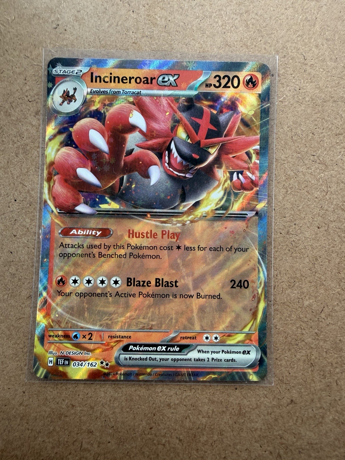 Pokémon TCG Incineroar EX 187/162 Temporal Forces Ultra Rare Full Art