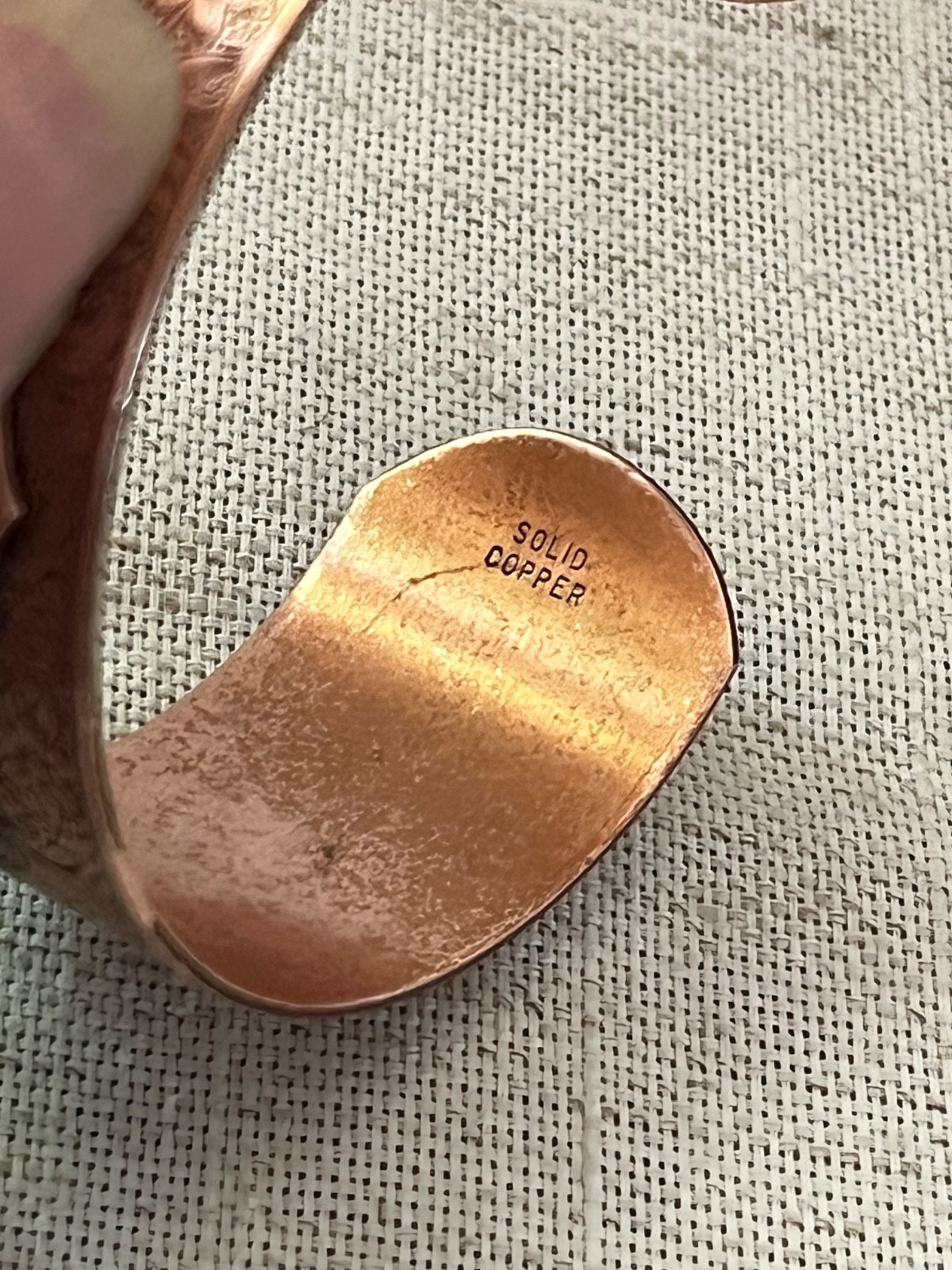 Solid Copper Cuff Bracelet  Flower Design vintage… - image 6