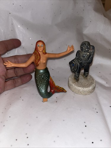 Vintage Aquarium Ornament Mermaid And Deep Sea Diver Fish Tank Bubbler