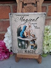 Alice in Wonderland Vintage Look Metal Sign caterpillar magical solution 