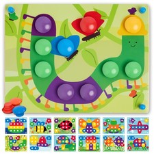 Wooden Color Matching Puzzle for Toddlers 2 Years   Montessori Pegboard Butt...