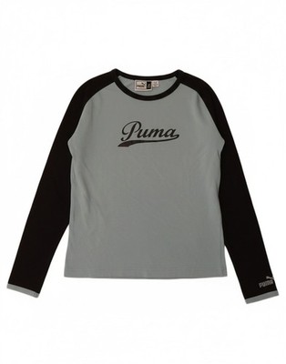 PUMA Mens Graphic T-Shirt Long Sleeve XS Blue Colourblock Cotton BP08