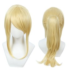 Women Blonde Cosplay Wig with 50cm Ponytail Costume Hairpiece Set