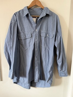 Big Smith Shirt Men's XL Blue Long Sleeve Button Up Workwear Pockets