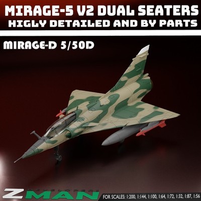 3d printed Dassault Mirage 5/50D (4 IN 1) V21 (DUAL  plane aircraft jet fighter