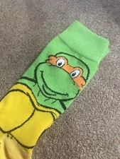 MICHELANGELO NINJA TURTLES SOCKS teenage mutant tmnt BIG LOGO ADULT CREW