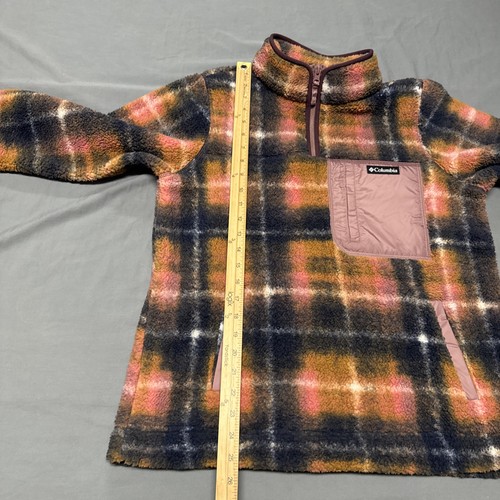 Columbia Womens West Bend 1/4 Zip Plaid Fleece Jacket Large Active Fit Pockets - Picture 6 of 11