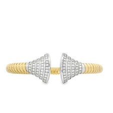 0.85ct Round Cut Lab Grown Diamond Prism Pave Set 18k Yellow Gold Tubogas Bangle