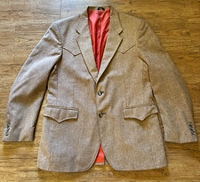 Vtg 70s H bar C Hi Sierra Men's Brown Tones Tweed Western Blazer Sport Coat