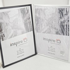 Inspire A4 Picture Frames Black Silver Non Glass Photo Frame Pack 2