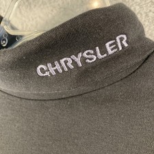 Chrysler Mock Neck Shirt Mens Large Black Embroidered Logo USA Made 100% Cotton