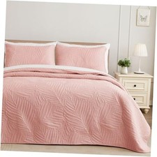 Queen Quilt Bedding Set, Lightweight Blush Pink Quilts Queen Full Size for