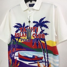 Polo Ralph Lauren Men Tropical Hawaiian Boat Graphic Mesh Polo Shirts