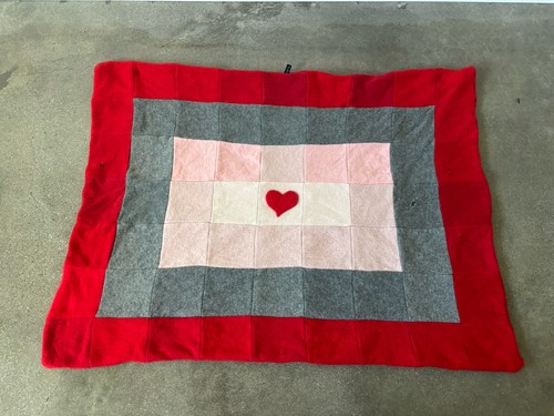 Fifi & Romeo Heart Patch Designer Dog Blanket Cashmere 17x 23 (some small Holes)