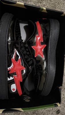 BAPE Black Red Shark Star Sneakers