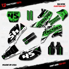 White & Green Slick Racing Graphics Kit fits Honda CRF450R 02-04 Crf 450 Crf450