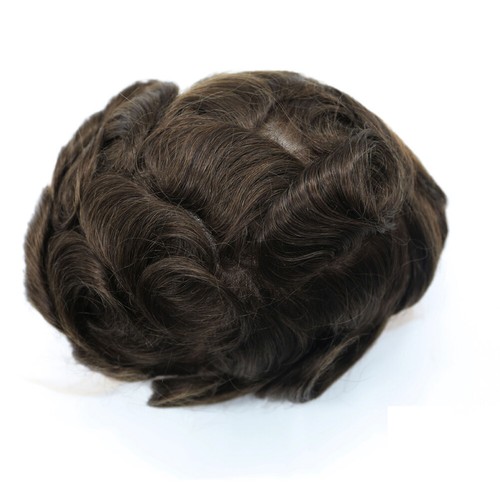Swiss Lace Front Hair System Replacement PU Skin Mens WigMens Toupee Hairpiece - Picture 44 of 73