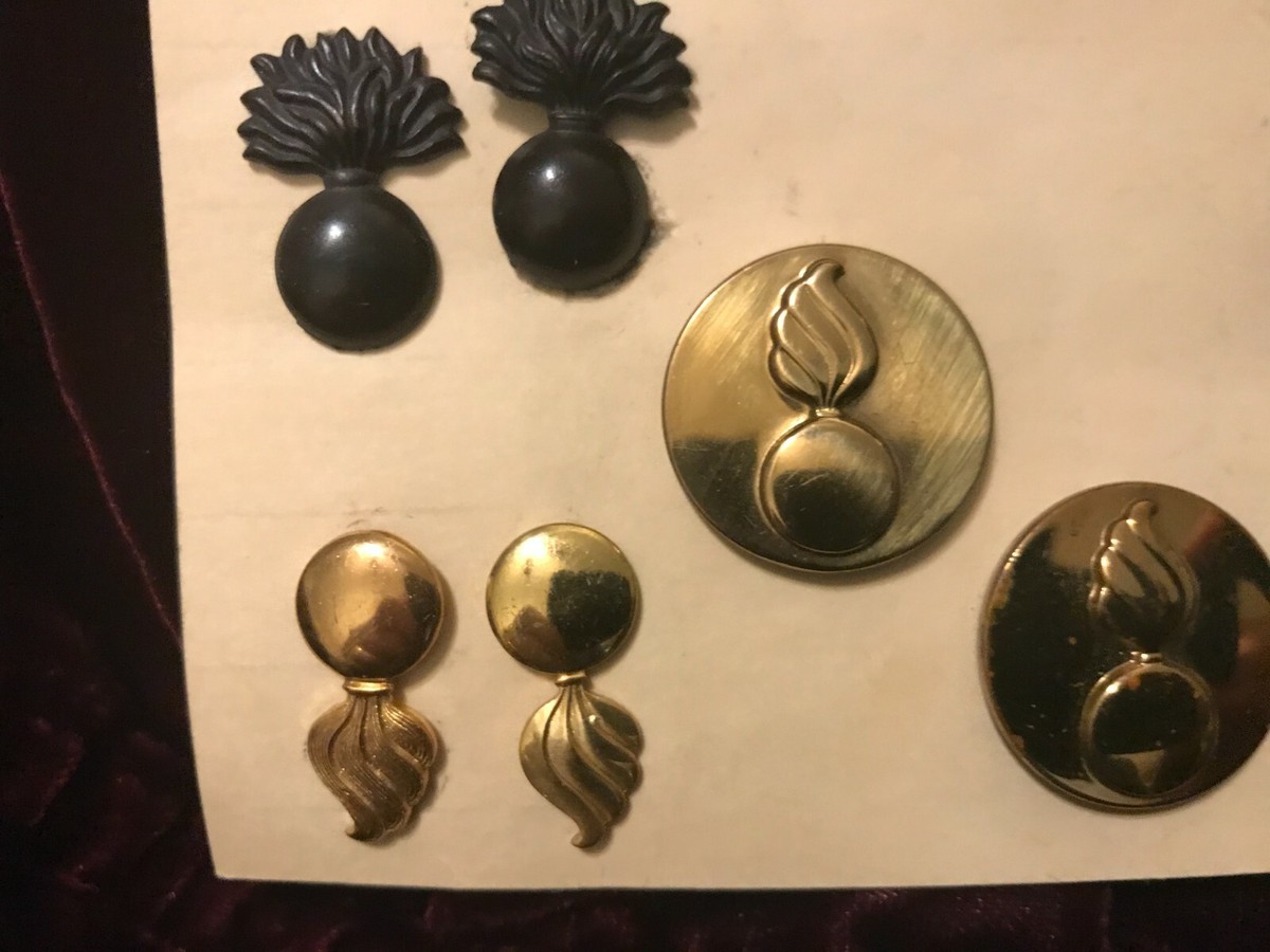 Lot of 8 Military Insignia Shell and Flame Flaming Bombs