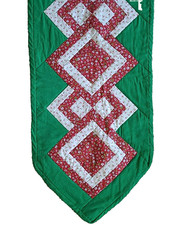 Christmas Quilted Cotton Table Runner Patchwork Squares Handmade Large 61" long