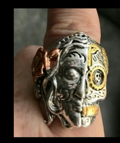 *NEW SIZES* DUAL PERSONALITY HALF GODDESS HALF SKULL RING! - Picture 7 of 7