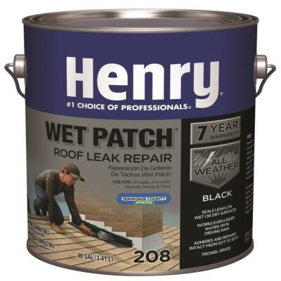 Henry 208R Rubberized Wet Patch Roof Cement Leak Repair 0.90 Gallon Black