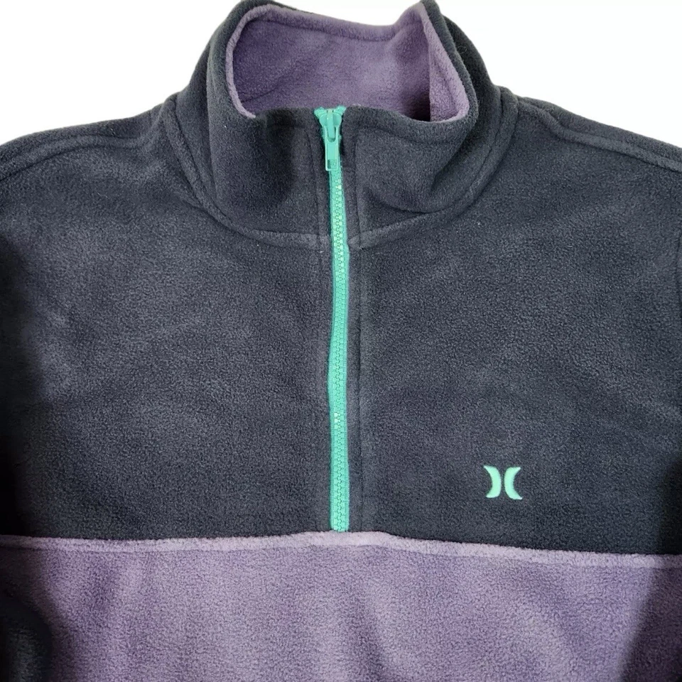 Chaqueta Hurley Fleece 1/4 Cremallera Azul Púrpura Pullover Bloques de Color Años 90 Para Hombre Talla XL Foto 4 de 4