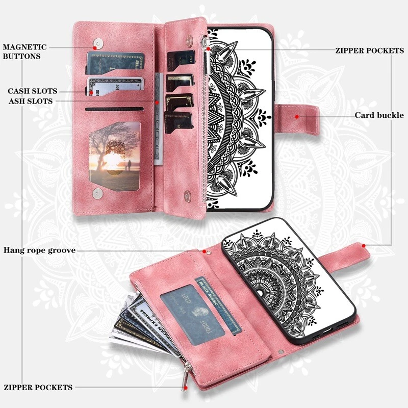 Phone Case For Google Pixel 9 8 7 Pro 6A PU Leather Wallet Flip Cover With Strap