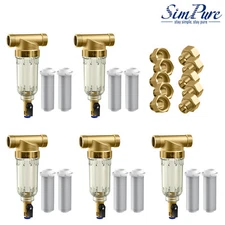 1-5 Pack Whole House Water Pre-Filter Reusable Spin Down Sediment Filter 40μm