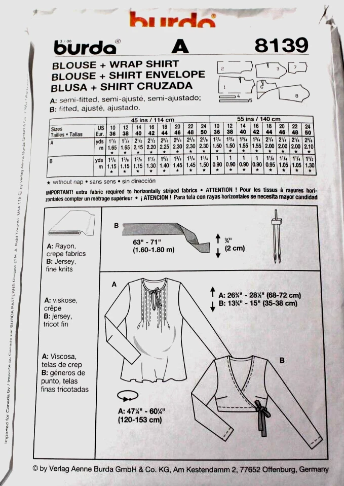 Burda 8139 Misses Maternity Tops 10-12-14-16-18-20-22-24 Sewing Pattern 2 Styles - Image 2 of 2