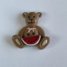 Plastic Goofy Painted Bear Button Watermelon