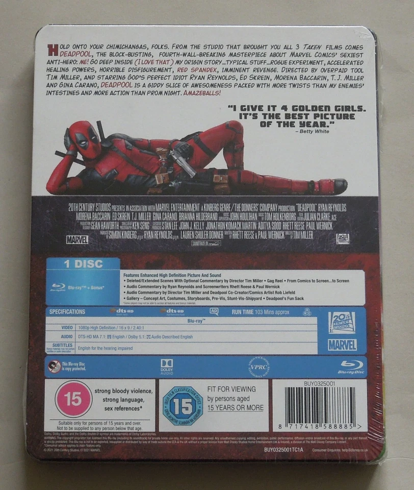 DEADPOOL - UK LENTICULAR BLU-RAY STEELBOOK * NEW & SEALED 2 - Image 2 of 4