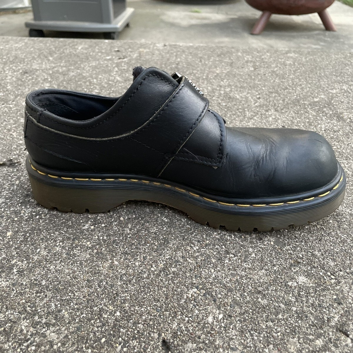 Vtg Dr Martens AirWair Black Leather Shoes Low Top Boots Mens 8